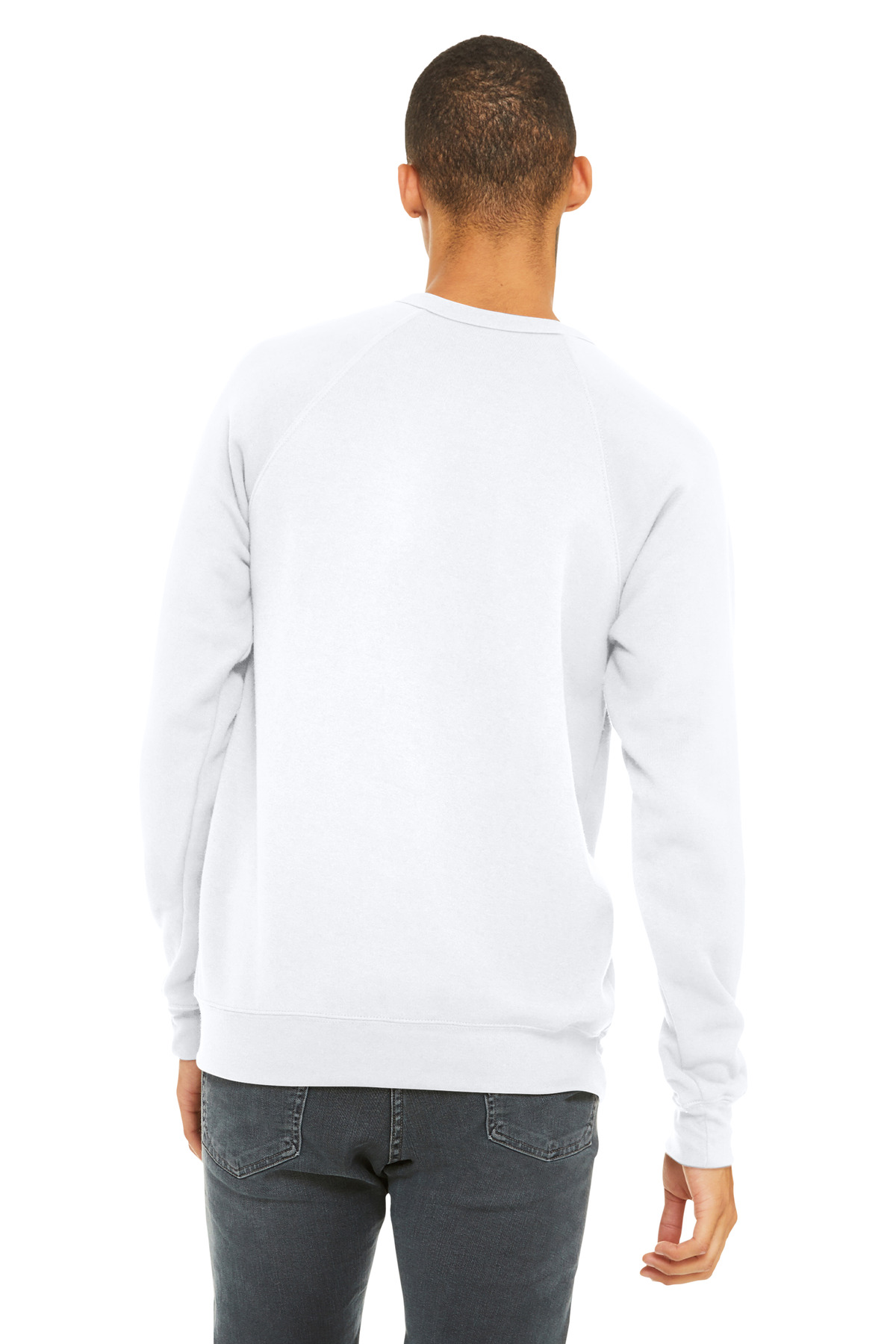 BELLA+CANVAS  ®  Unisex Sponge Fleece Raglan Sweatshirt. BC3901 - Back Model