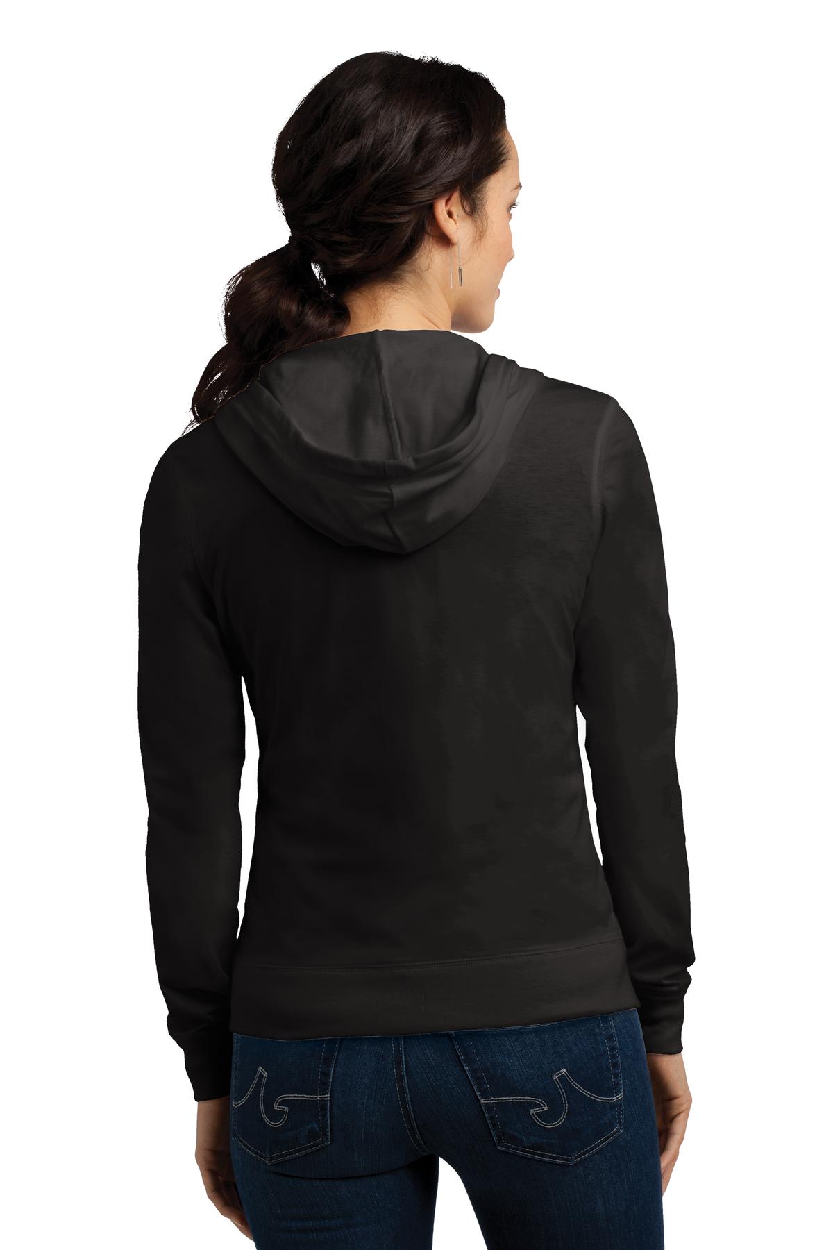 District ®  Women's Fitted Jersey Full-Zip Hoodie. DT2100 - Back Model
