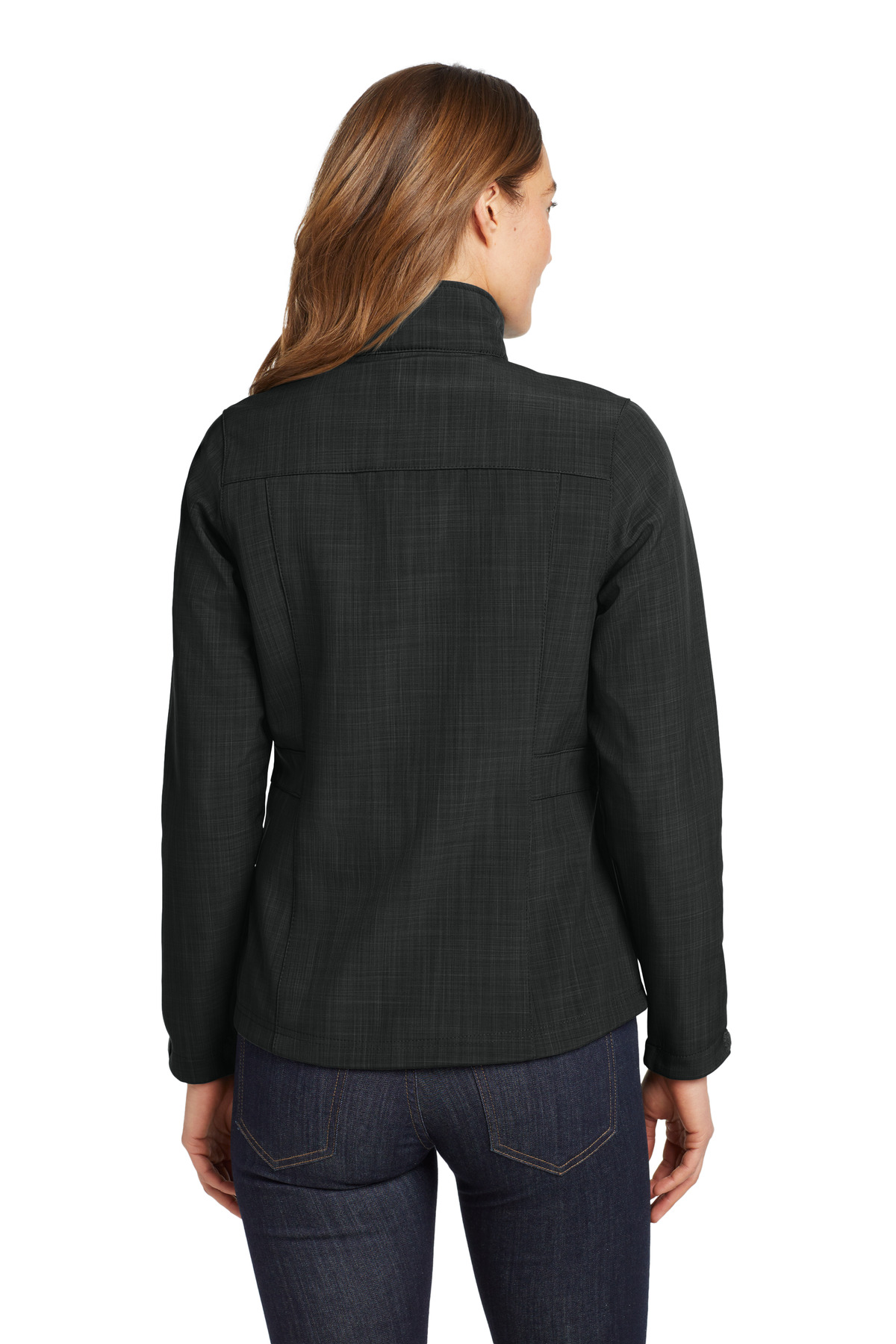 Eddie Bauer ®  Women's Shaded Crosshatch Soft Shell Jacket. EB533 - Back Model