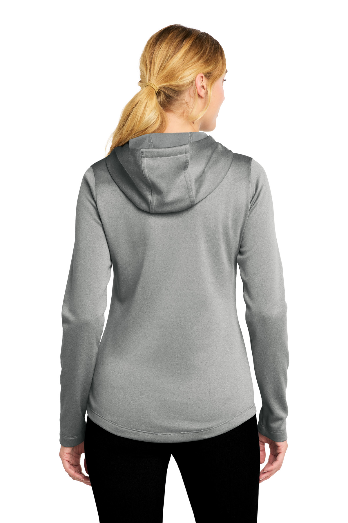 Sport-Tek  ®  Women's PosiCharge  ®  Sport-Wick  ®  Heather Fleece Hooded Pullover. LST264 - Back Model