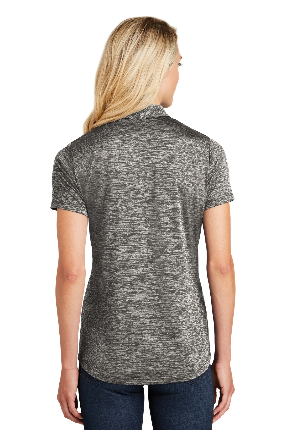 Sport-Tek  ®  Women's PosiCharge  ®  Electric Heather Polo. LST590 - Back Model