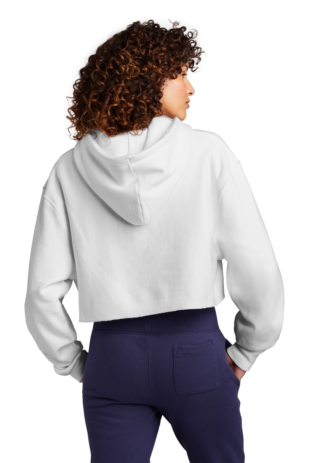 Champion  ®   Women's Reverse Weave  ®   Cropped Cut-Off Hooded Sweatshirt RW01W - Back Model