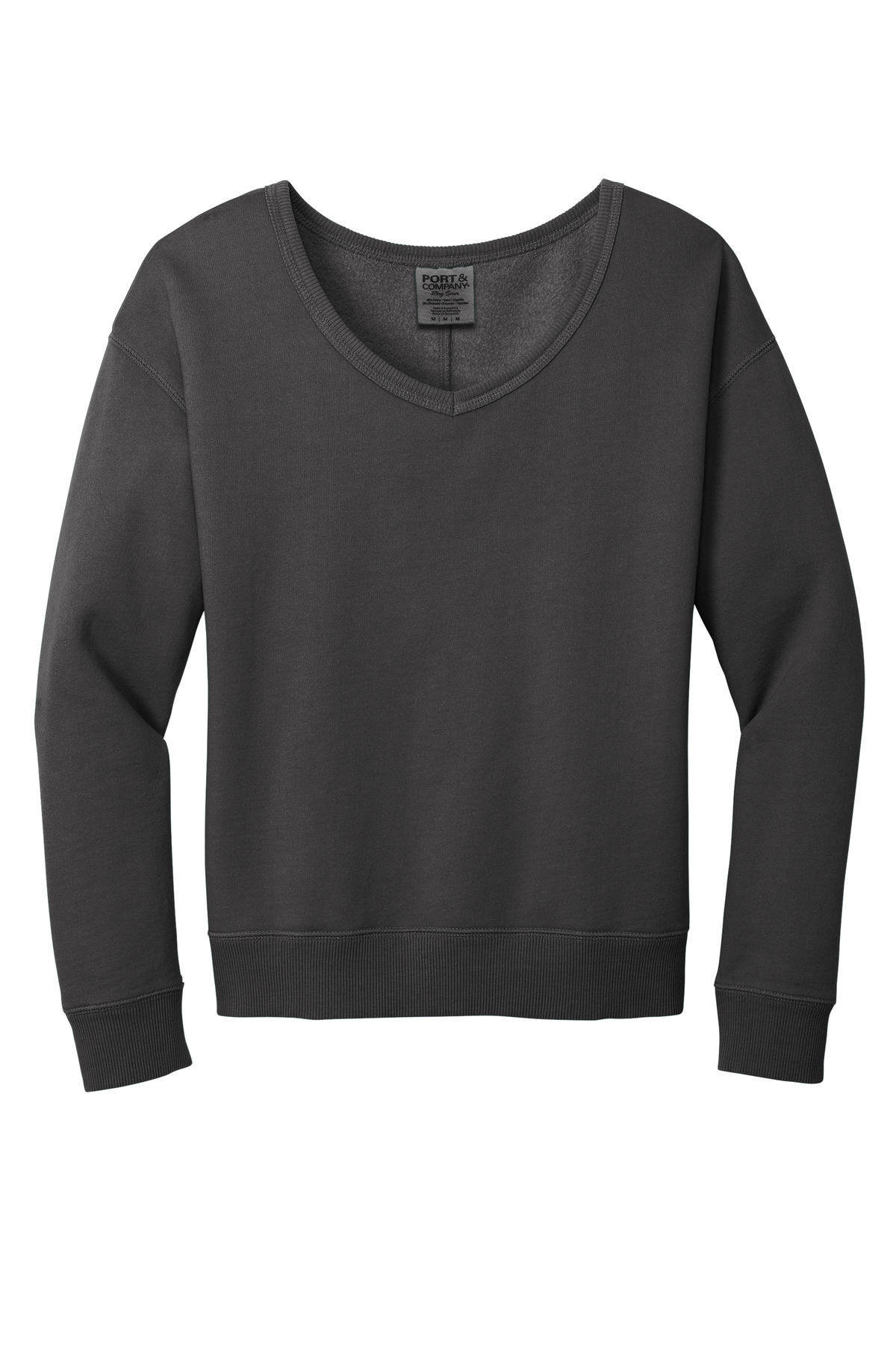 Port & Co ™  Women's Beach Wash ®  Garment-Dyed V-Neck Sweatshirt LPC098V - Front Flat