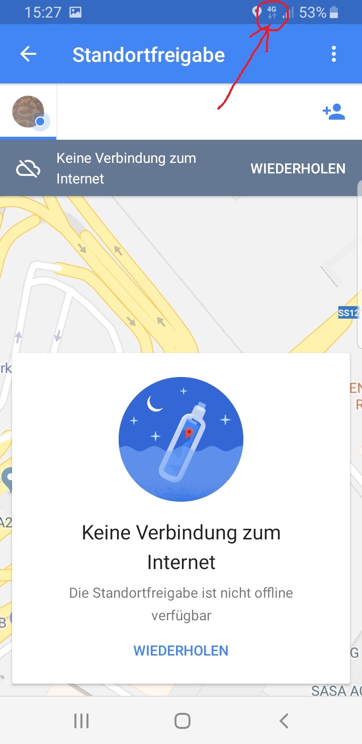 Google maps zeitachse keine verbindung zum server