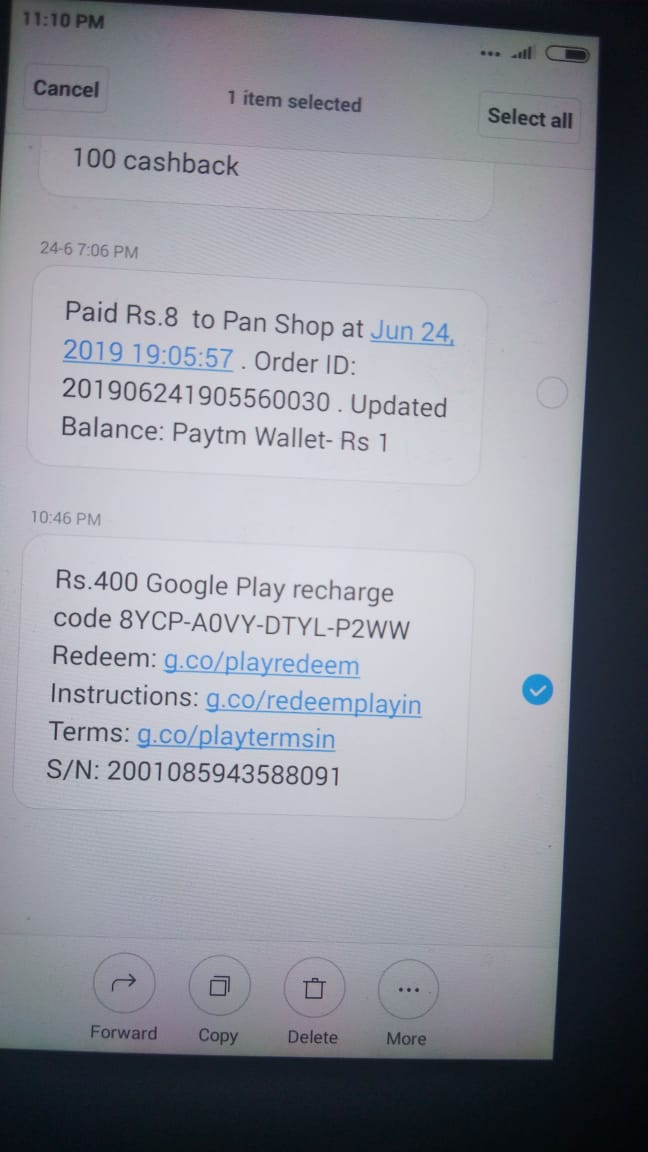 Cancel my Google play gift card and return to by bank account which is  mistakenly done by my paytm - Google Play Community