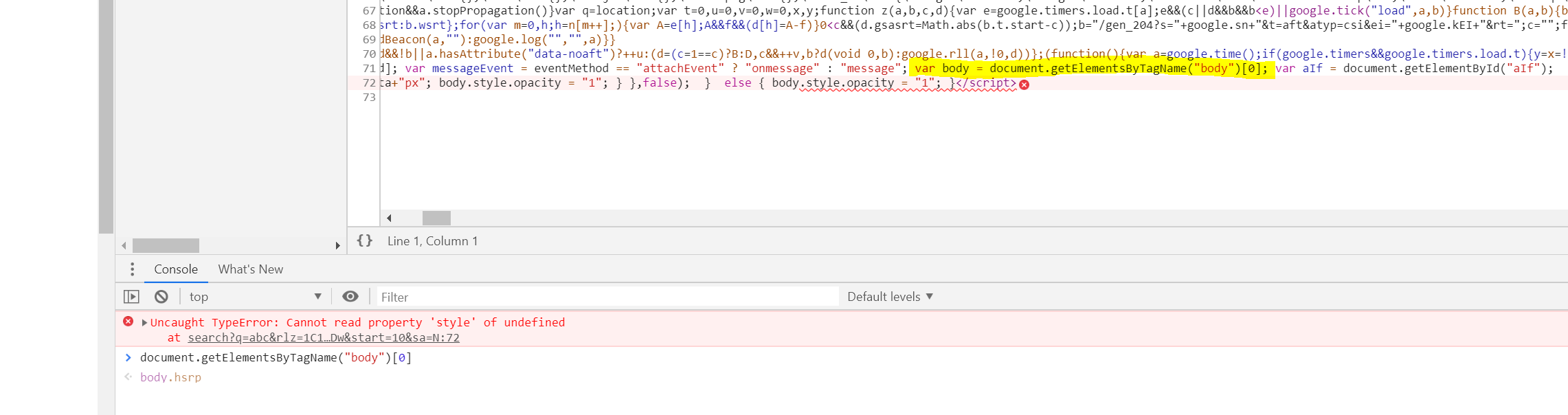 "Blank page from google search, but page context is still clickable