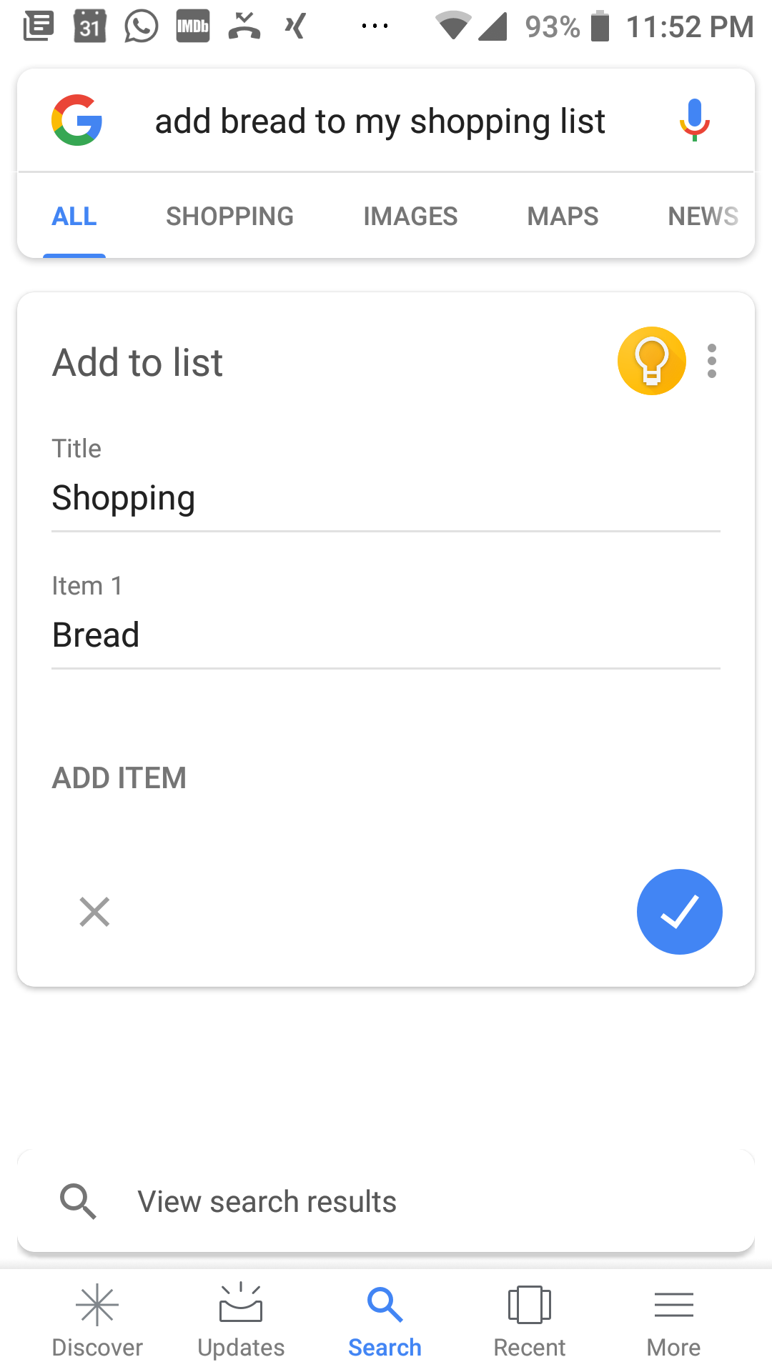google shopping list offline