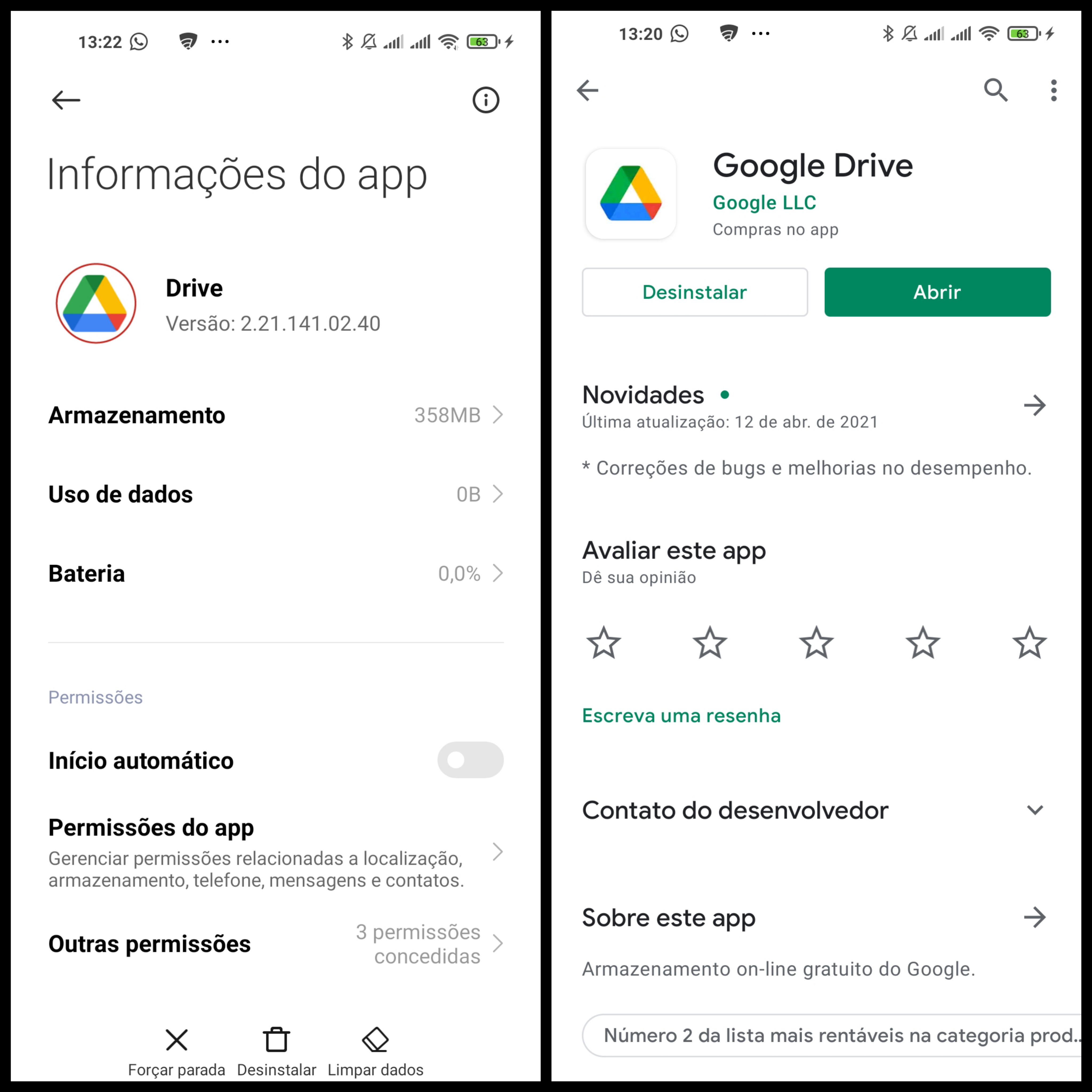 Google drive do navegador versus Google drive do aplicativo - Comunidade  Editores de Documentos Google