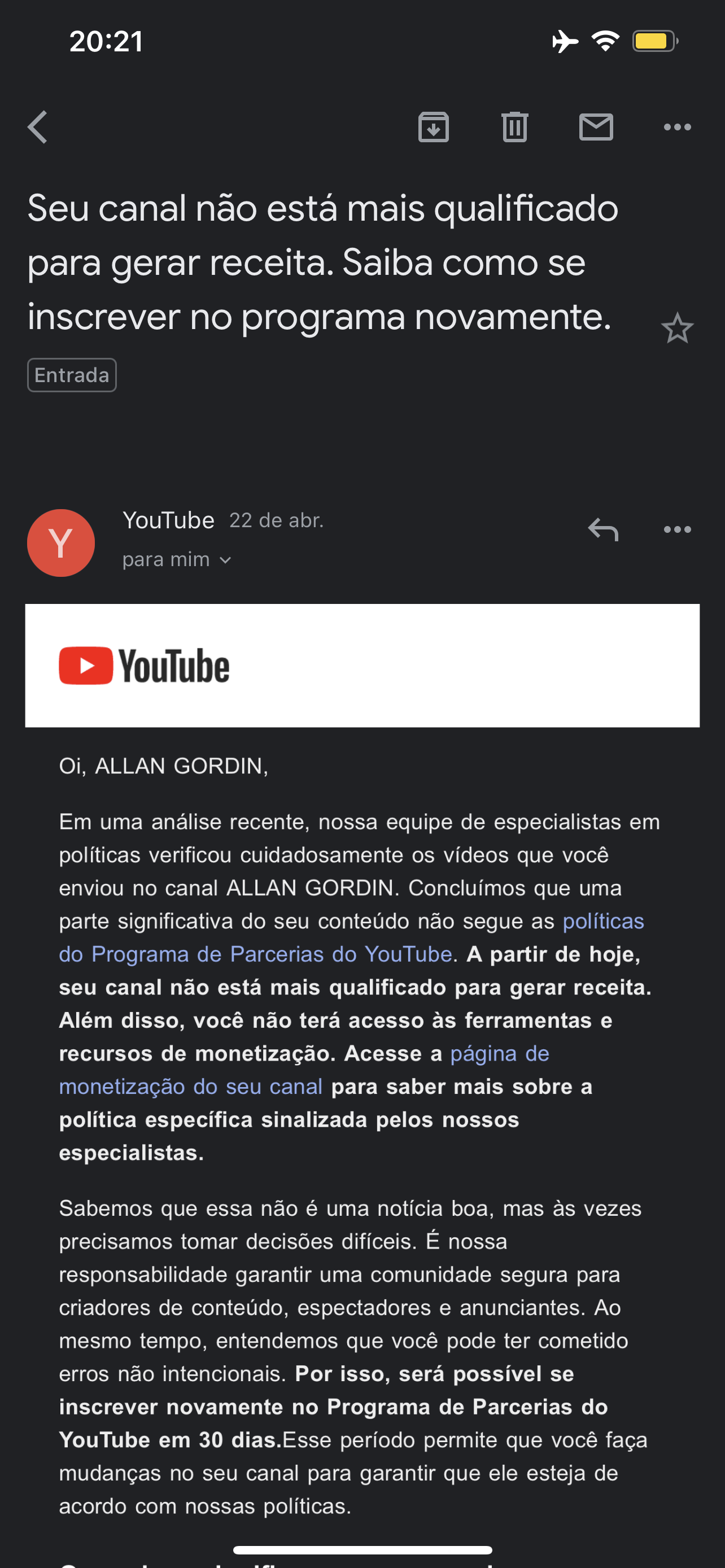 VÍDEOS REMOVIDO INJUSTAMENTE! Gostaria que meus vídeos fossem analisados  novamente para comprovação - Comunidade