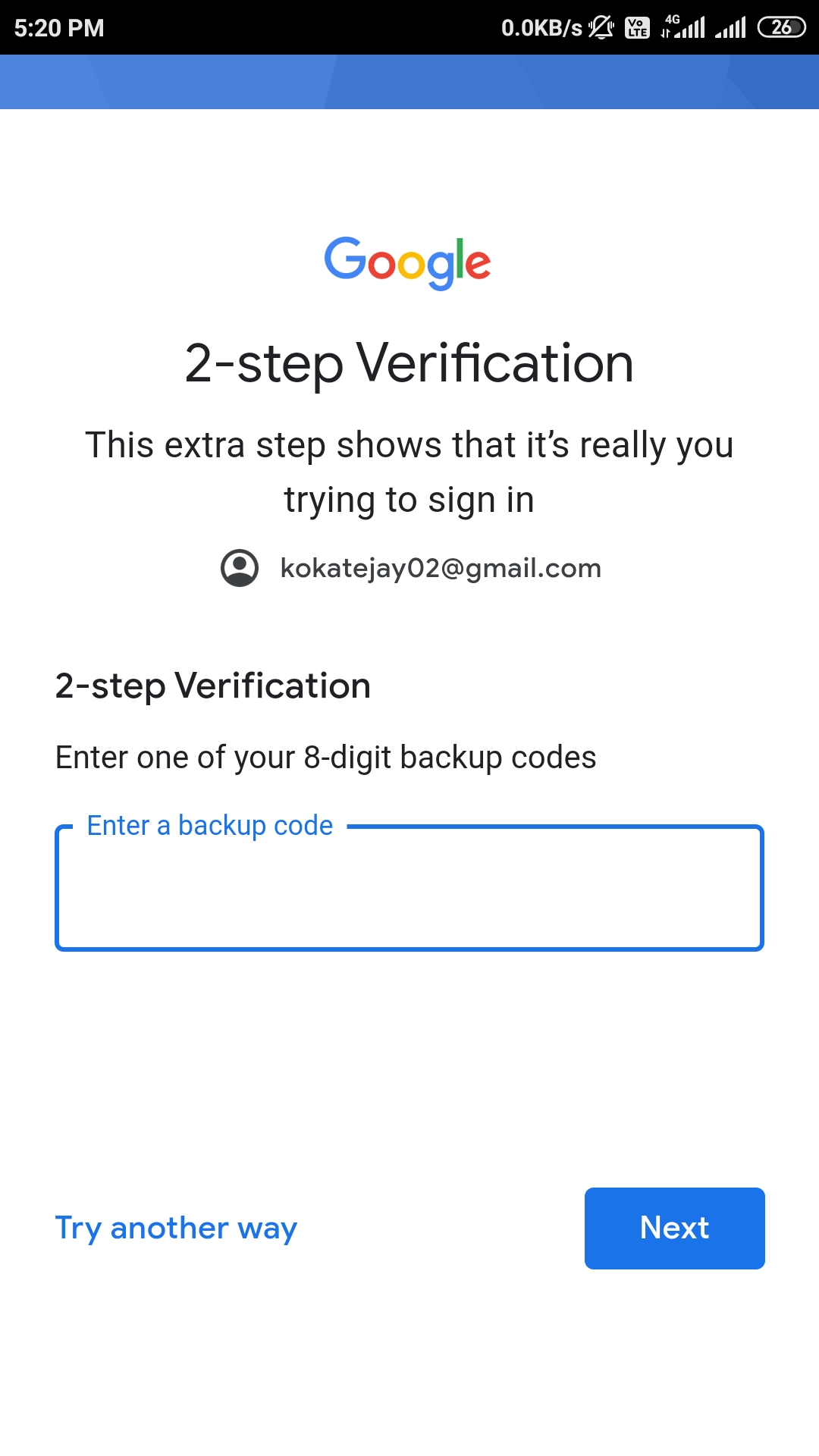 16 didgit backup code google authenticator