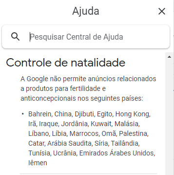 Controle de natalidade - Comunidade Google Ads