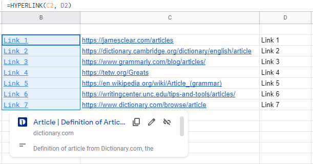 Google sheets how do i change drive link name to actual name google 