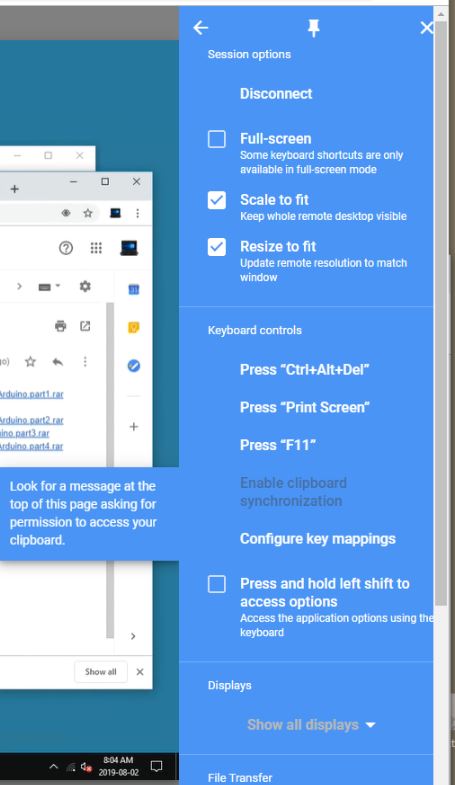 New Chrome Remote Desktop Web App Problem With Cut Paste Sync With
