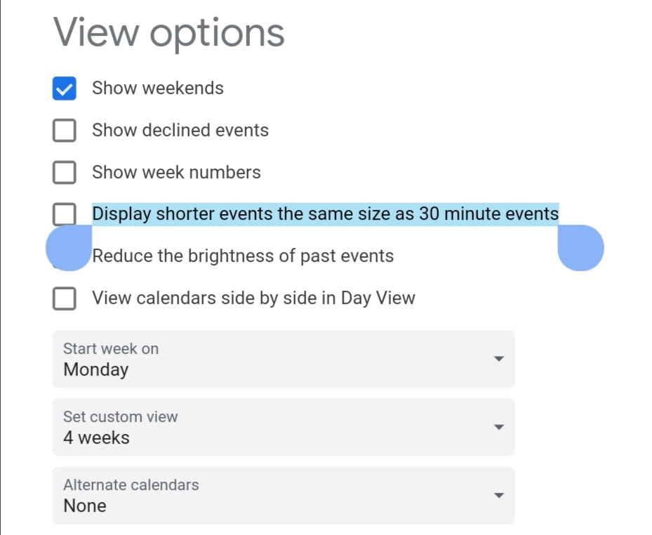 In the Google calendar the "Month" view, I cannot see all the events after  clicking on "13 next". - Google Calendar Community