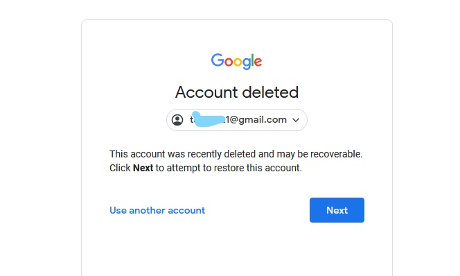 Google Account Does Not Belong To You - Deleted by whom? - Google