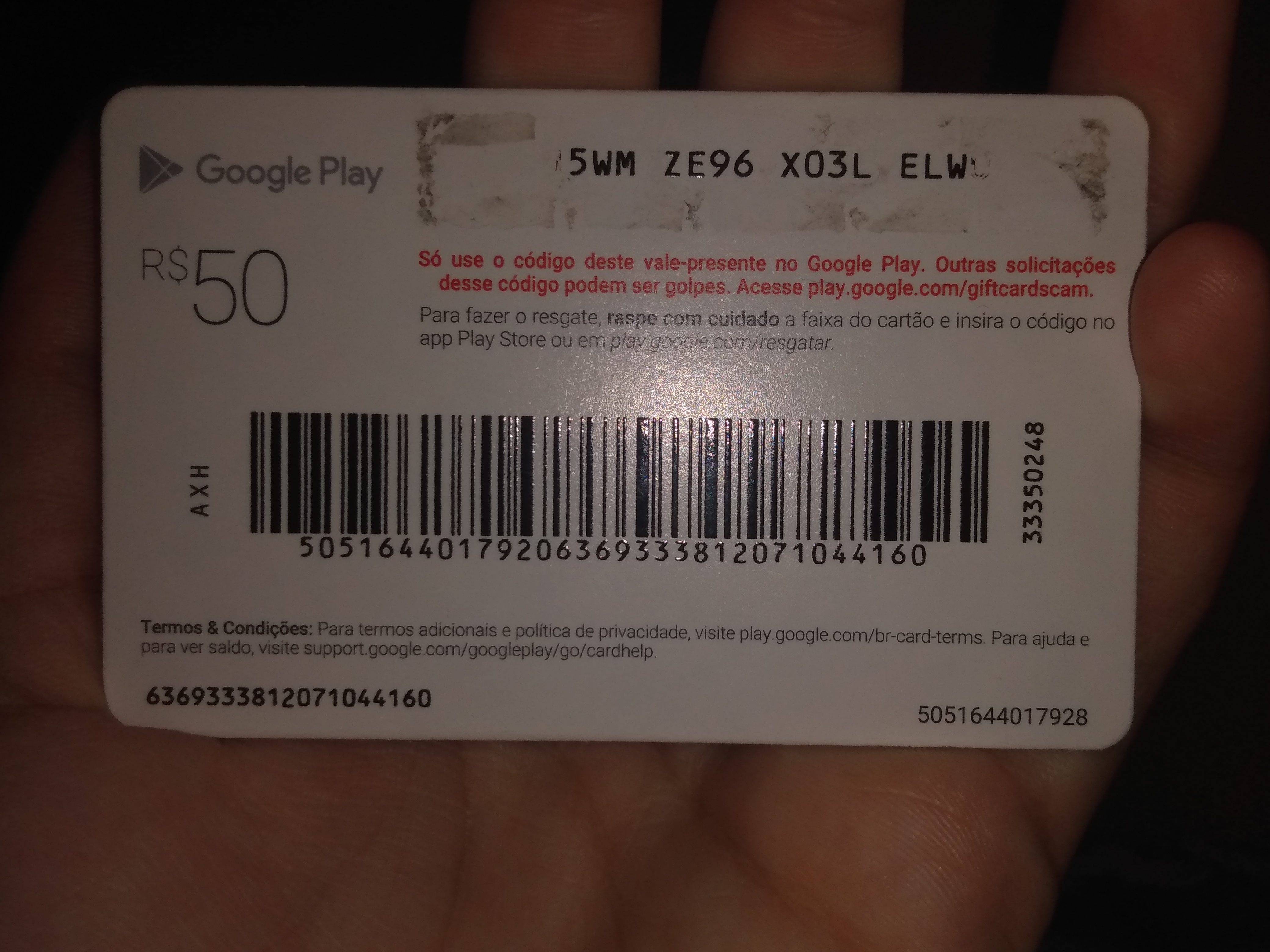 Google Play 50 Reais - Cartão Presente