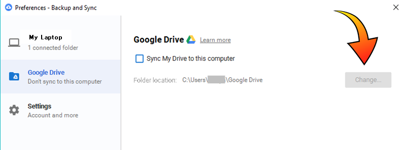 google drive backup and sync settings