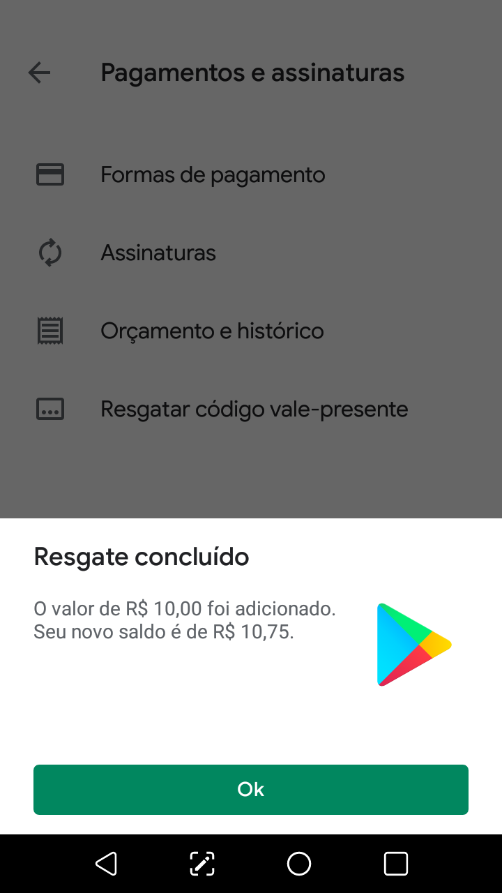 Erro ao resgatar o vale presente - Comunidade Google Play