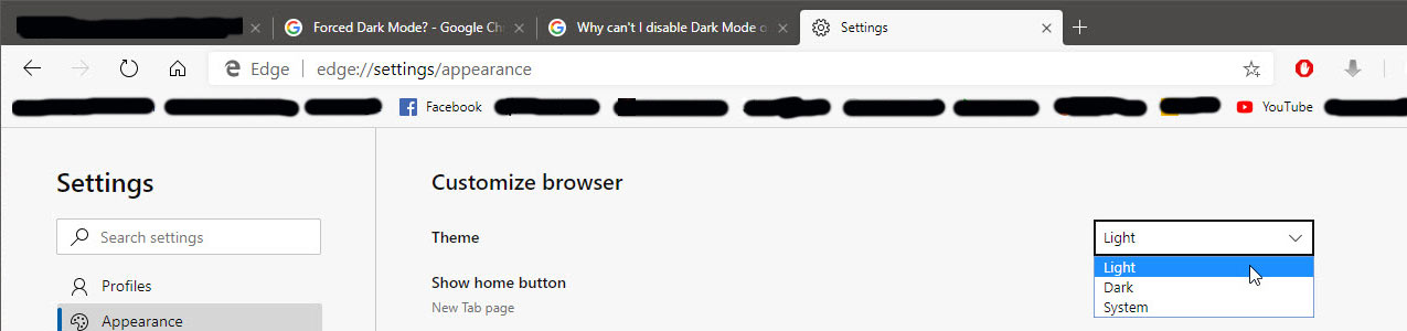 google chrome dark mode search results