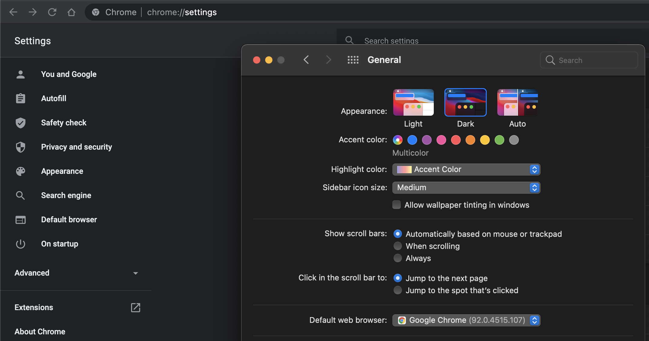 google chrome for macbook dark mode