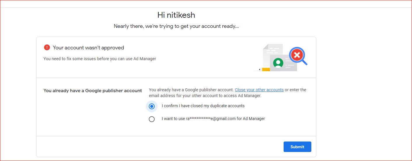 Application rejected - duplicate account but email is not mine - Google ...