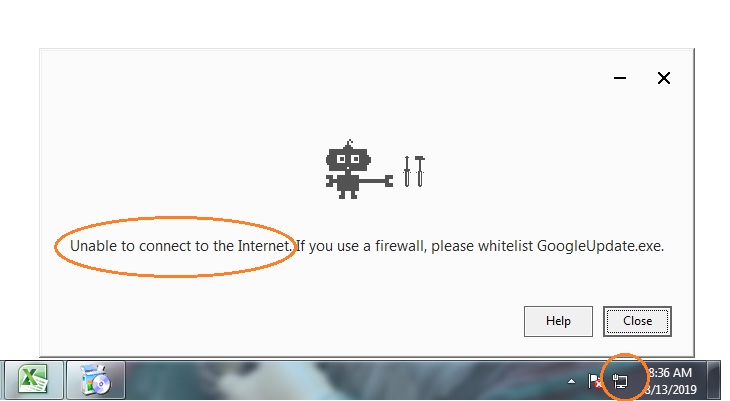 google drive installation unable to connect to the internet