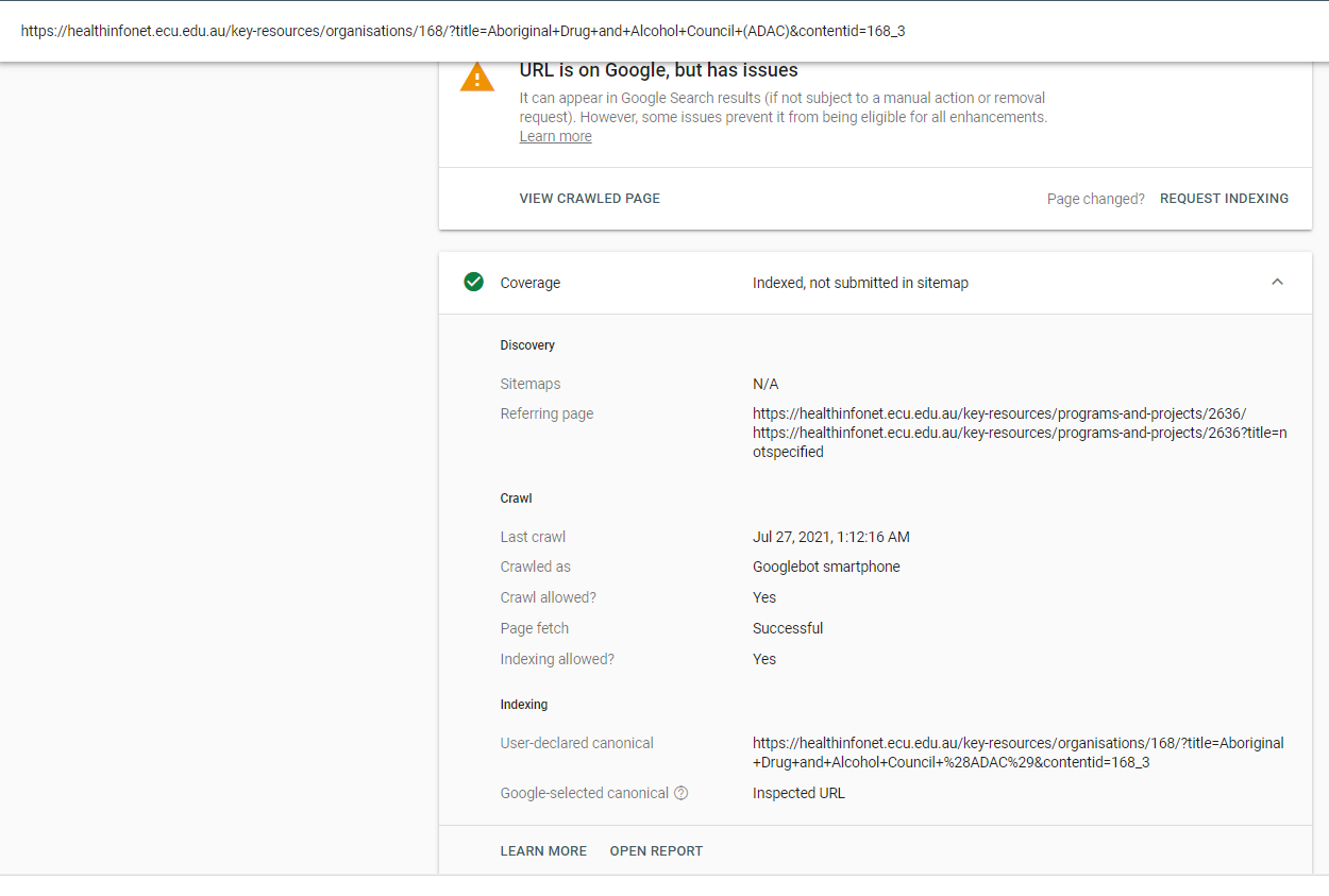 Google (Search Console) Error 403 (Forbidden) page title has a