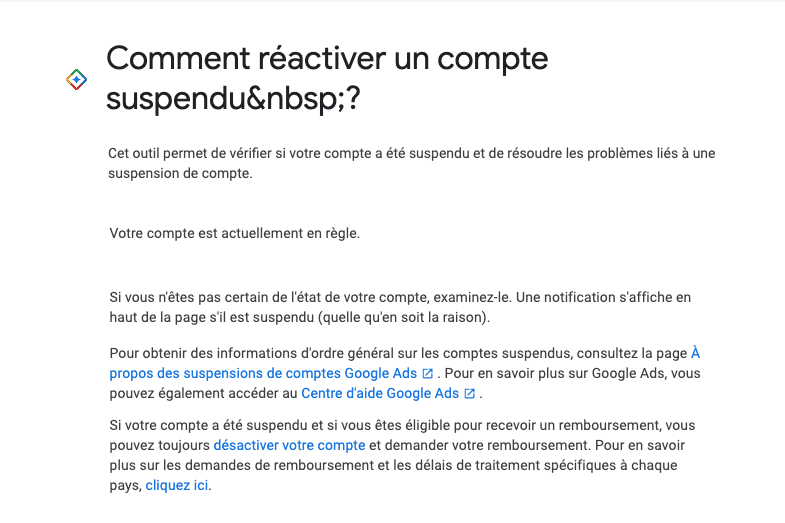 Compte suspendu Google Ads : les causes et les moyens pour réactiver