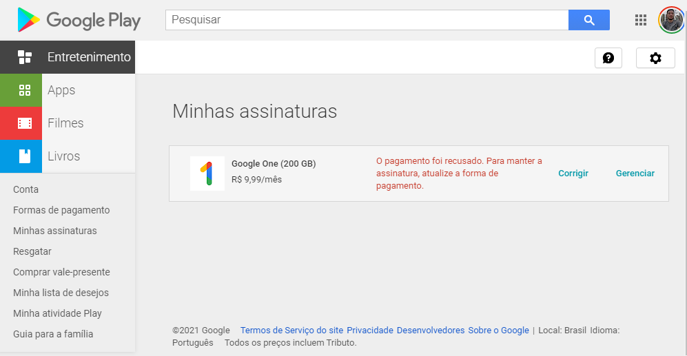 Foi feito 3 vezes o mesmo lançamento da assinatura do  Premium no  meu cartão de crédito. - Comunidade Google Play