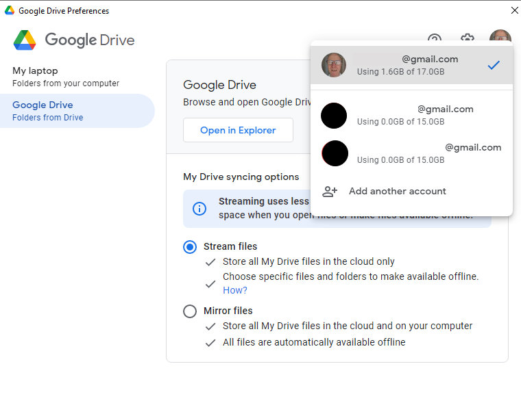 how to switch google drive accounts