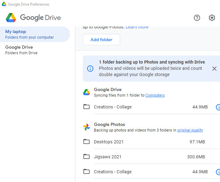 X next to folders from Backup & Sync - Google Drive Community