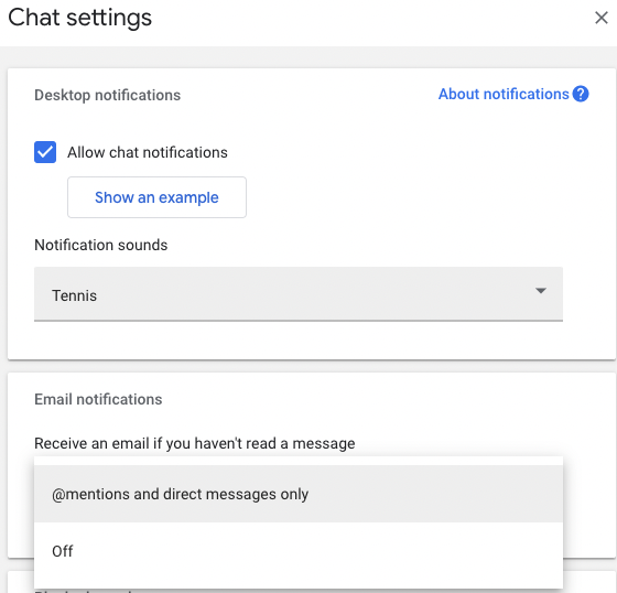 how to turn off email notifications on hangouts