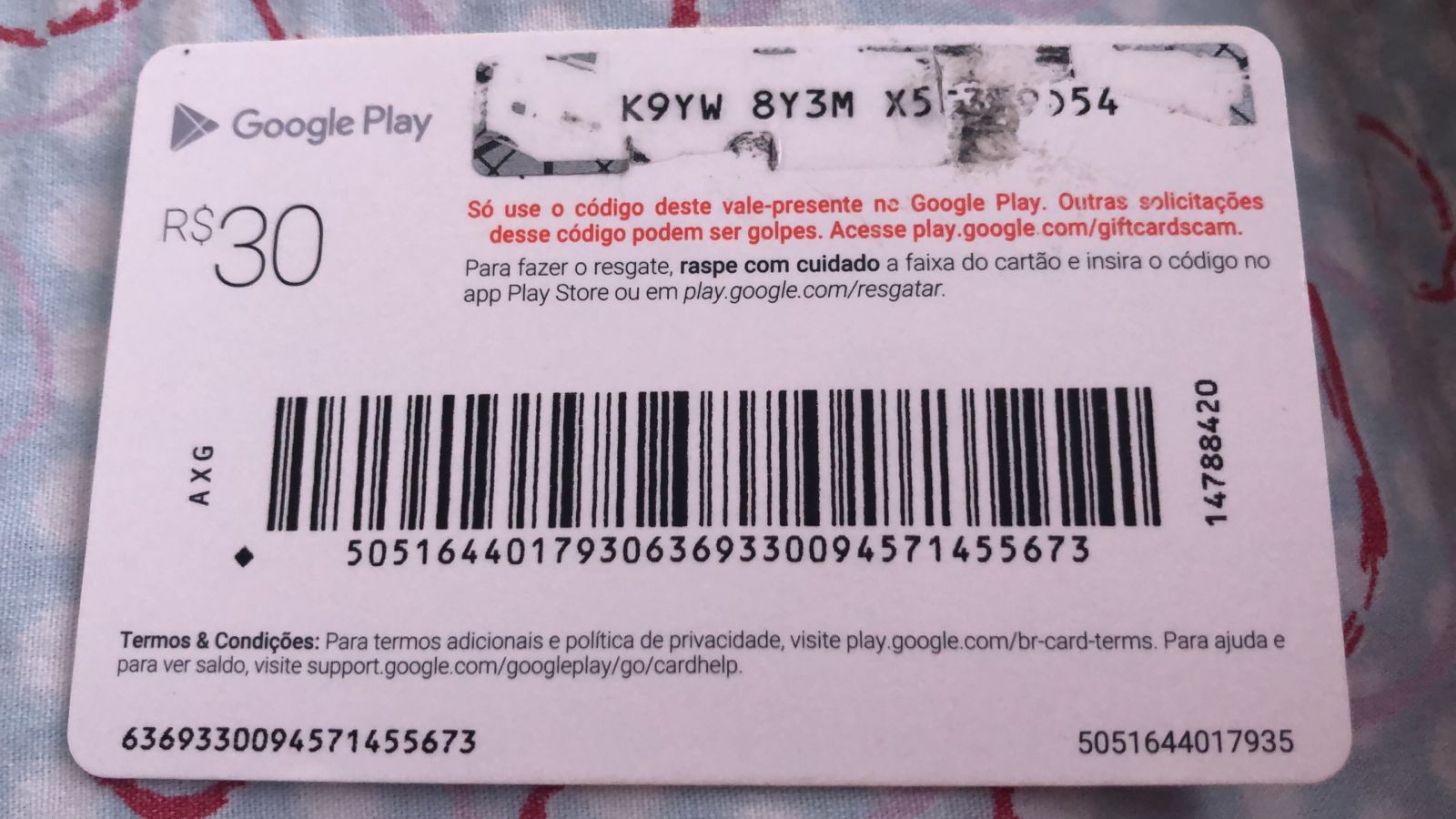 Como ler o código de um gift card danificado? - Comunidade Google Play