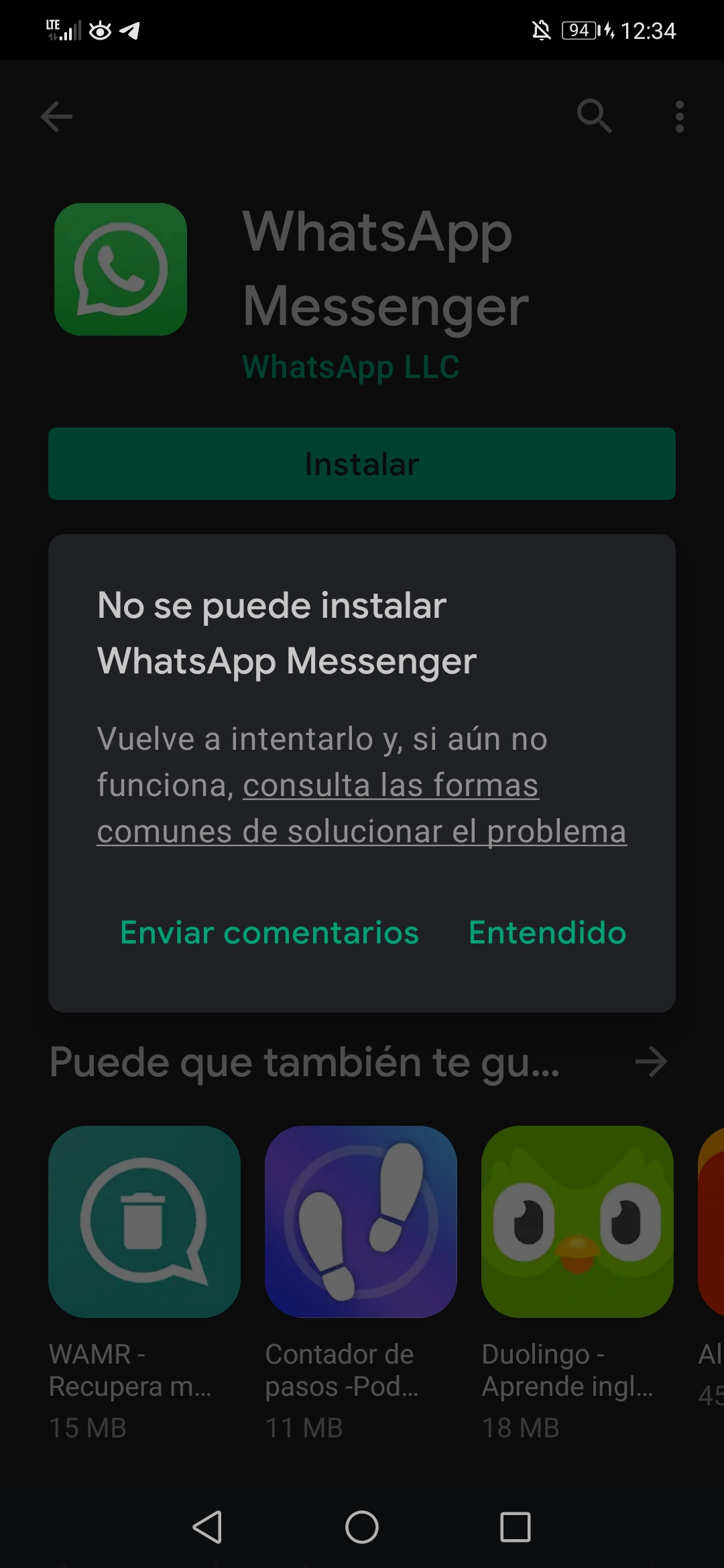 Ingresar a PlayStore y descargar Whatsapp