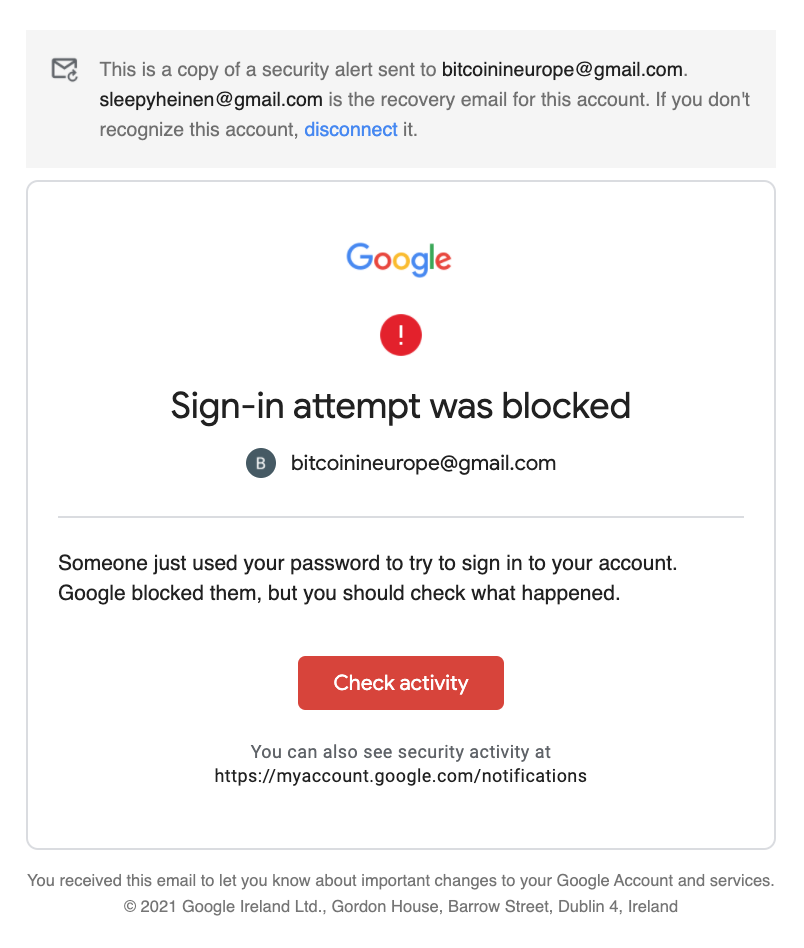 Ошибка gmail