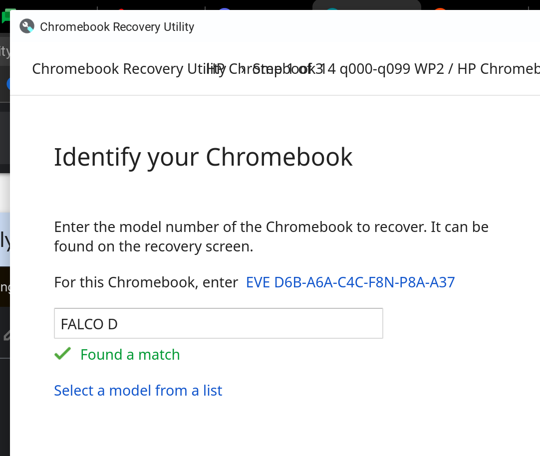 can't find my chromebook model in recovery tool - Chromebook Community