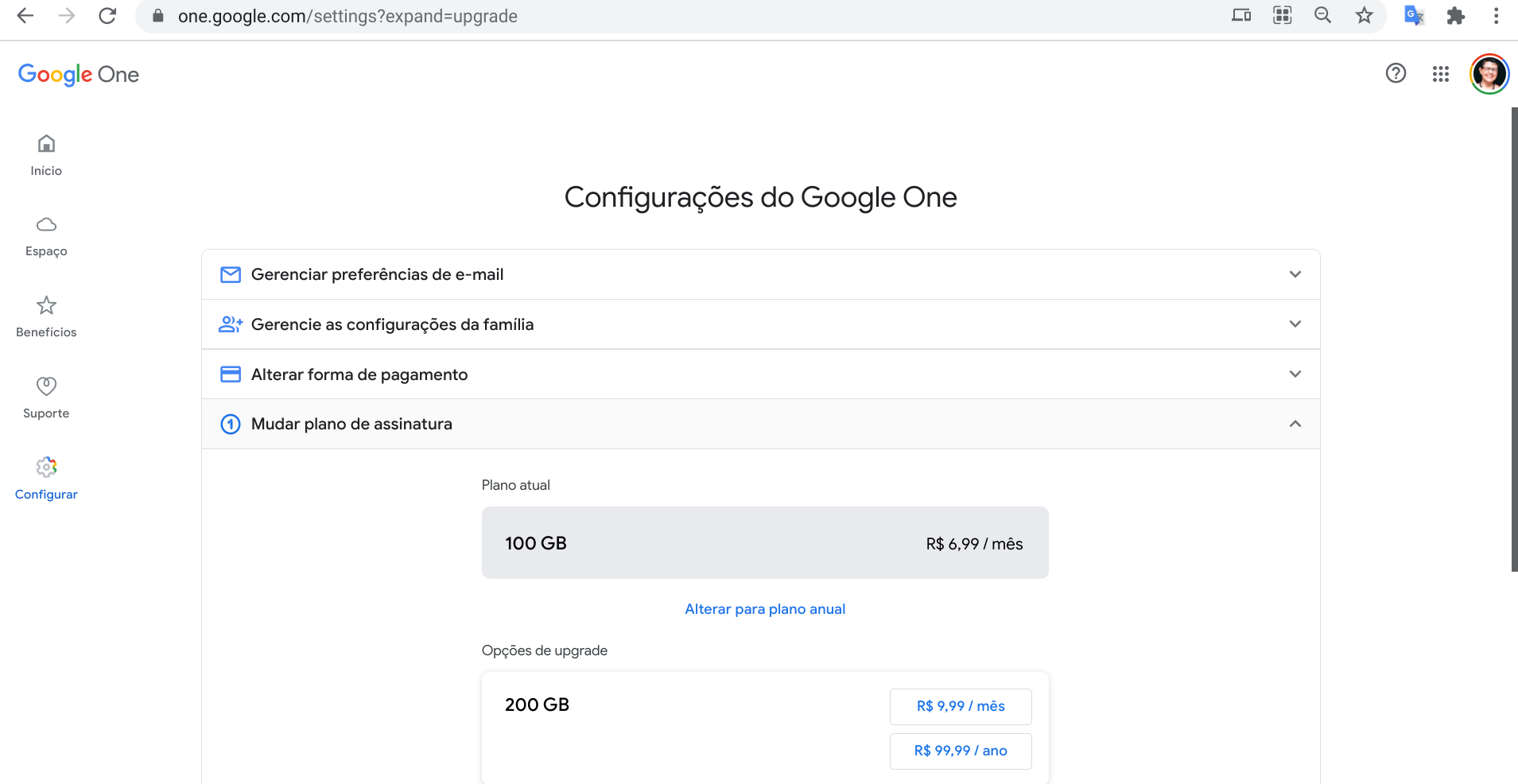 Planos e preços - Google One