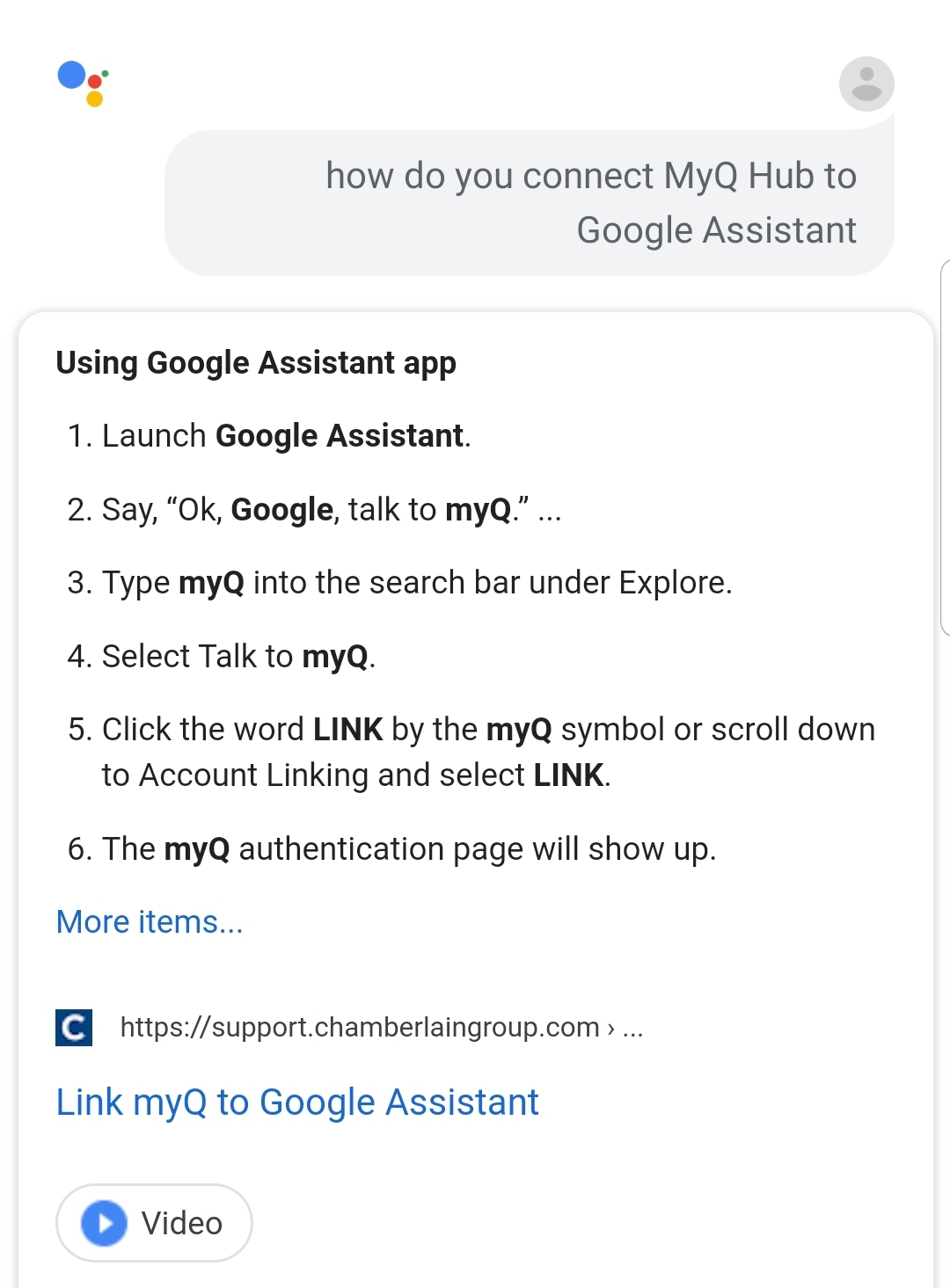 chamberlain google assistant