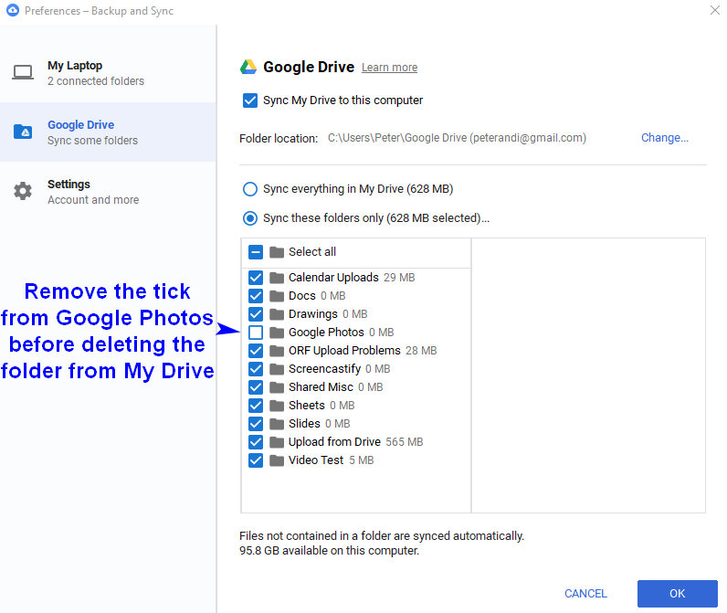 google drive not syncing deletes