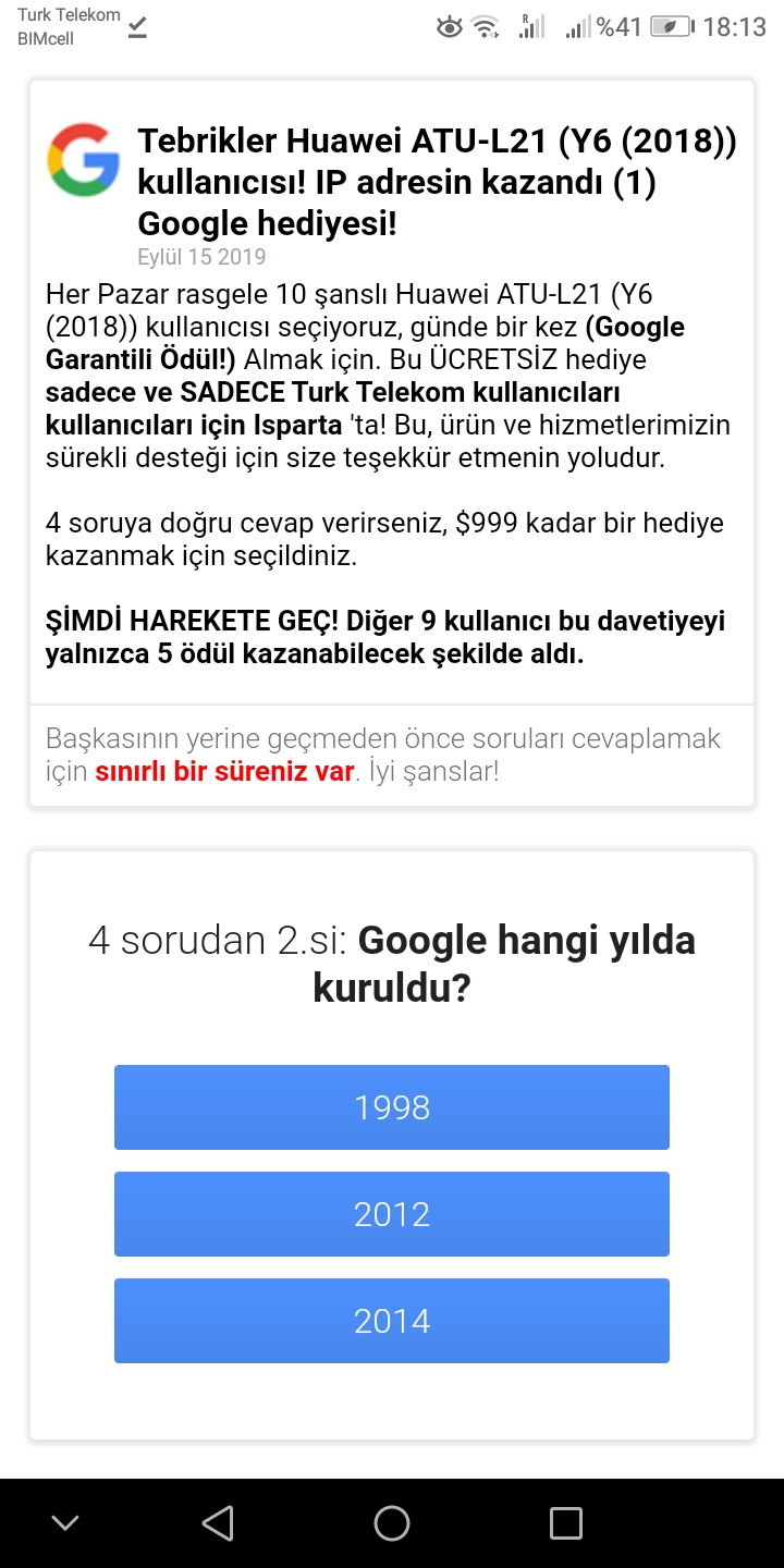 türk telekom telefon hediyesi dolandırıcılığı