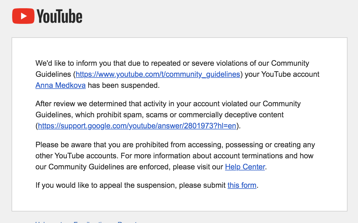 Your account has been suspended. Youtube.com/account. Видео апелляция на ютуб. Youtube community Guidelines. Channel suspended.