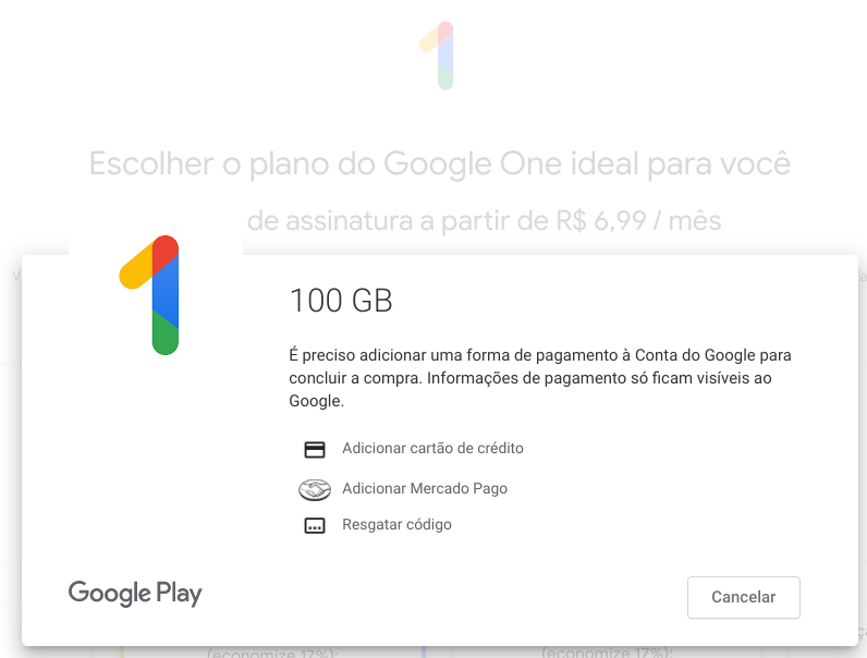 Planos e preços - Google One