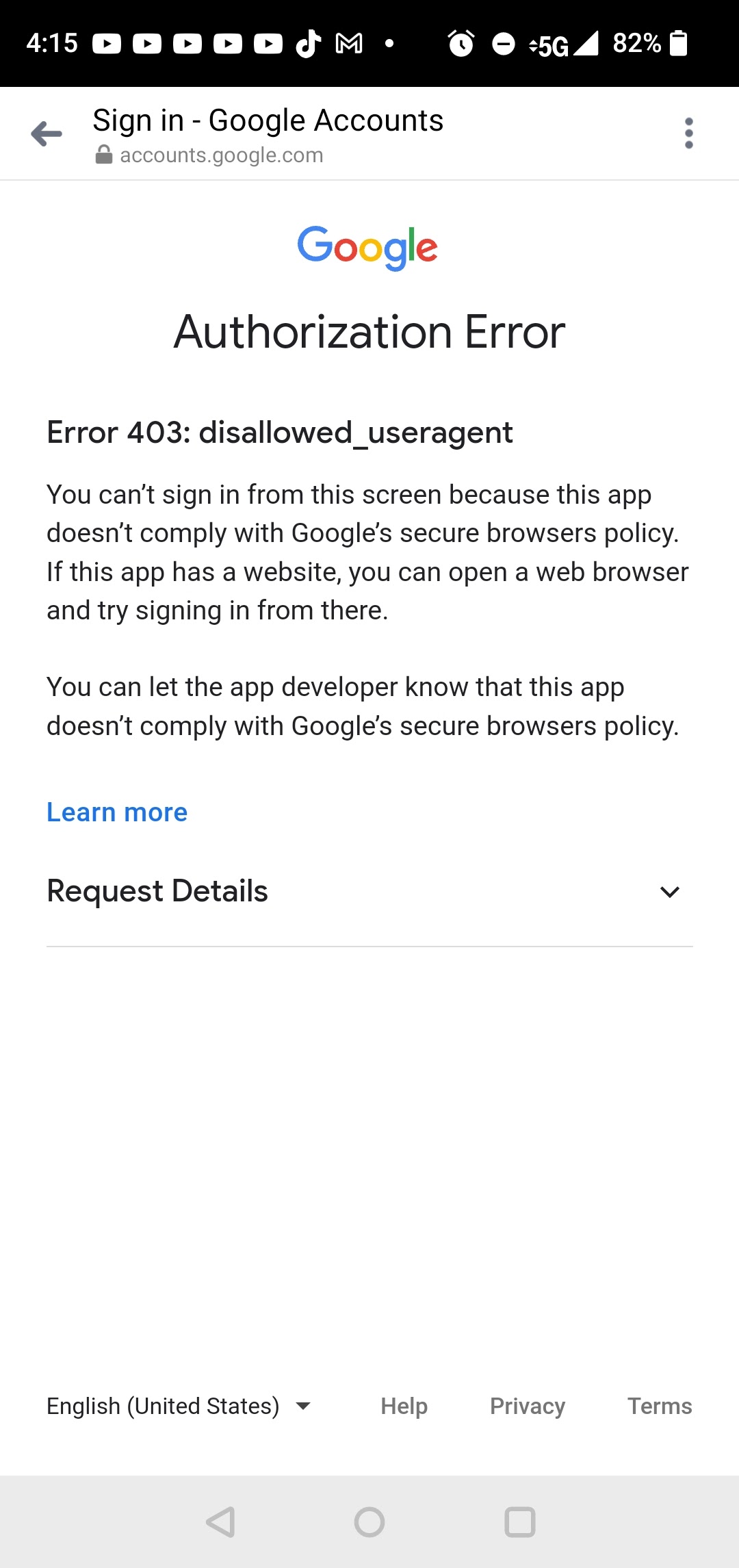 How to fix blocked due to access forbidden (403) on the Google