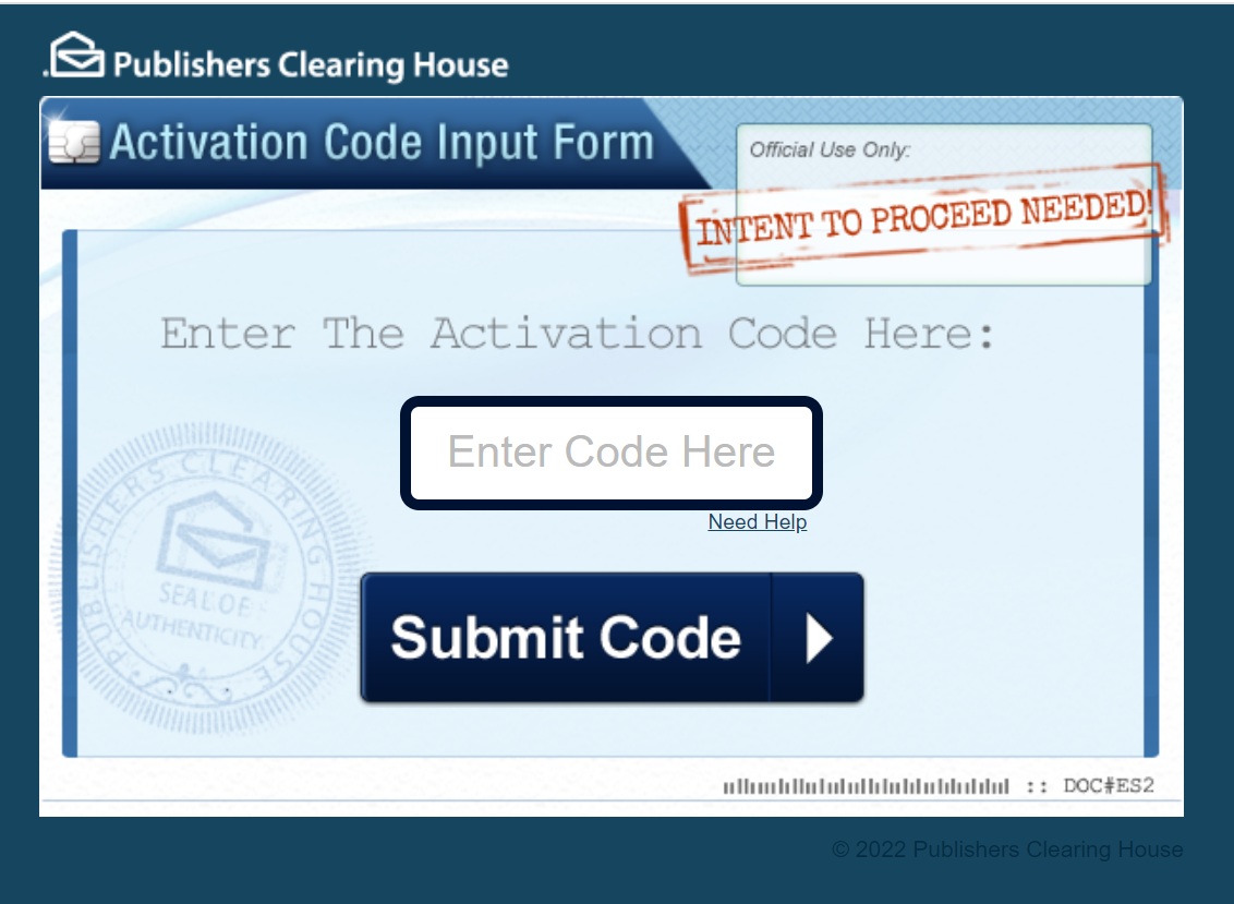 Enter the code you received. Input code. Enter your code here. Www.PCH.com/Final and use activation code.