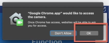 give access to camera in mac for chrom