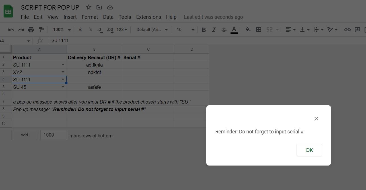 How to Create a Google Sheets Script Popup Message – Tech guide