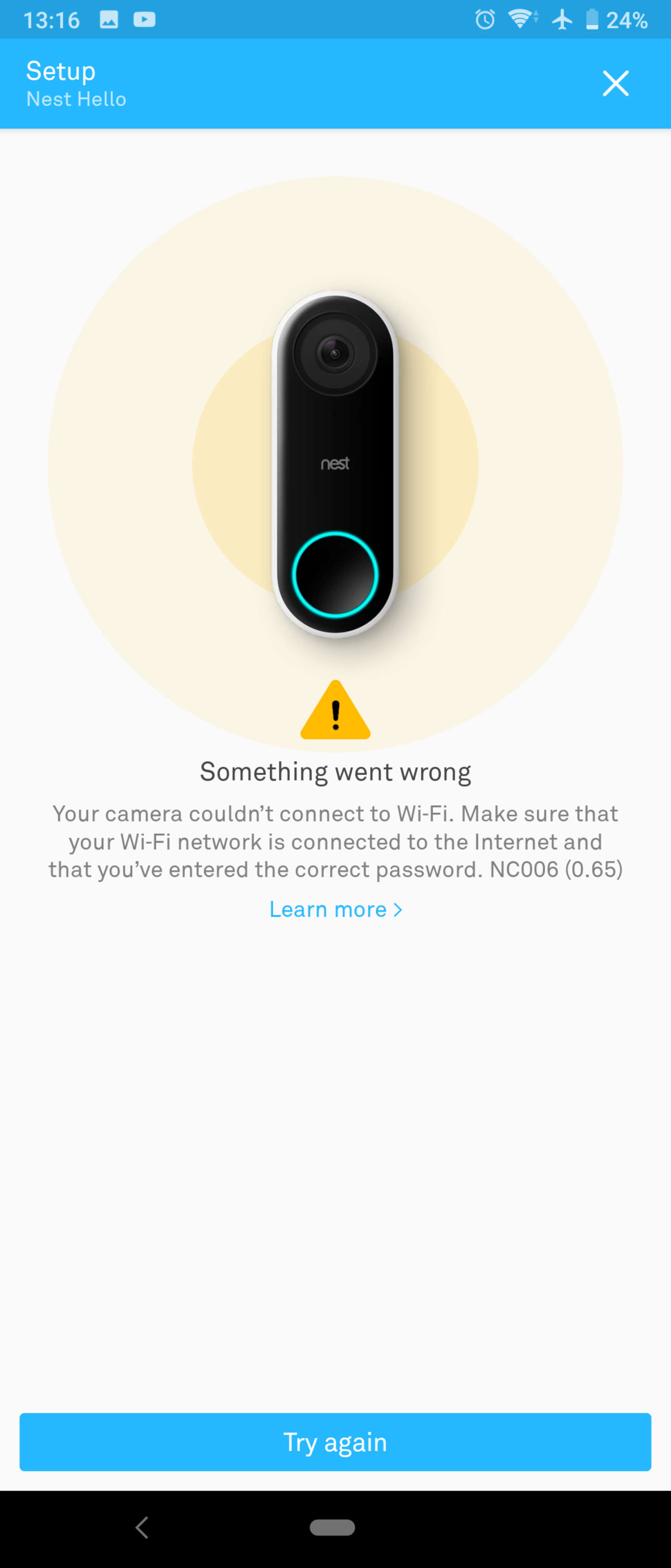 nest doorbell camera offline