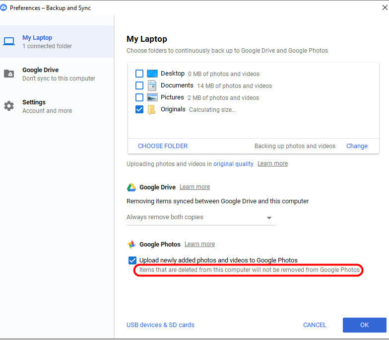 remove google backup and sync