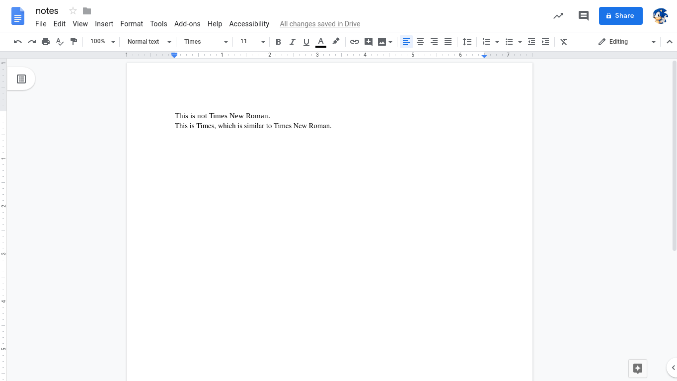 times new roman google docs