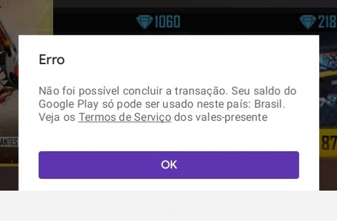 Erro ao tentar comprar diamantes no Free Fire! - Comunidade Google Play